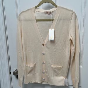 Tory Burch button up cream cardigan sweater